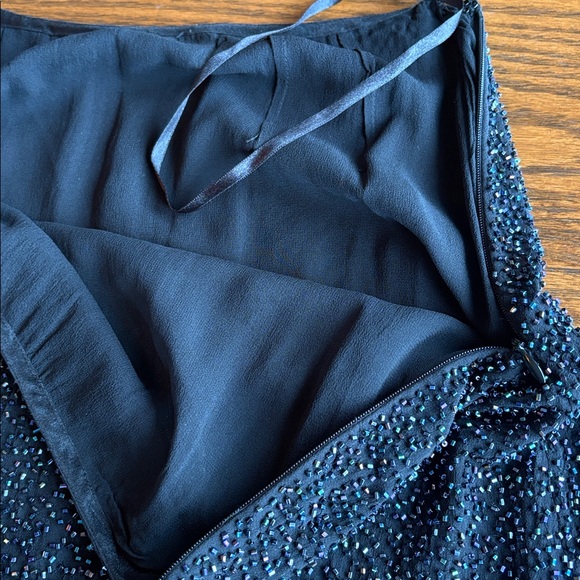 Vintage beaded  black silk lined A line skirt EUC - Picture 3 of 5
